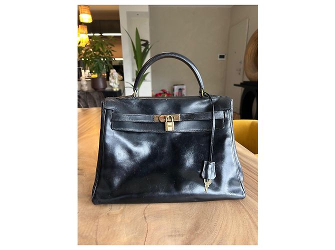 Borsa a mano Hermès Kelly 32 in pelle box nera Nero - vista 2