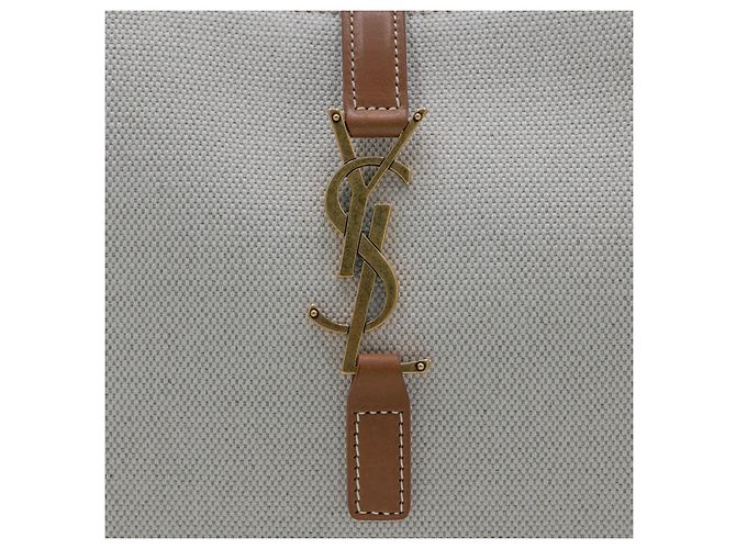 Saint Laurent Borsa Hobo Le 5 A 7 Beige in Pelle - vista 14