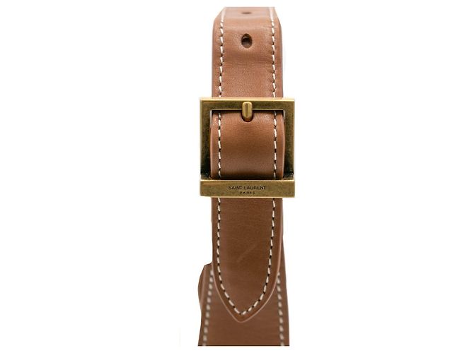 Saint Laurent Borsa Hobo Le 5 A 7 Beige in Pelle - vista 15