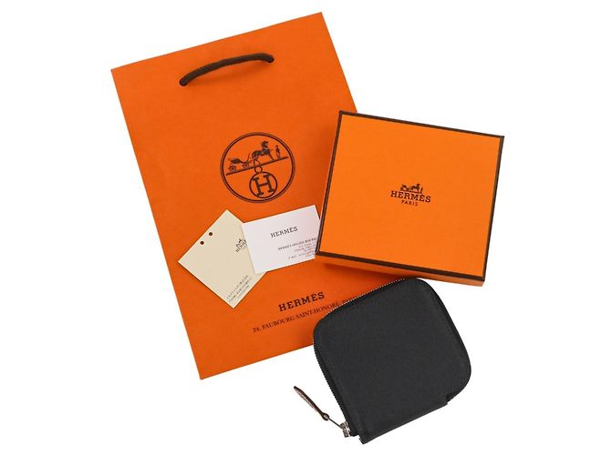Monedero/case para monedas Azap Mini en seda y Epsom de Hermès Negro - vista 10