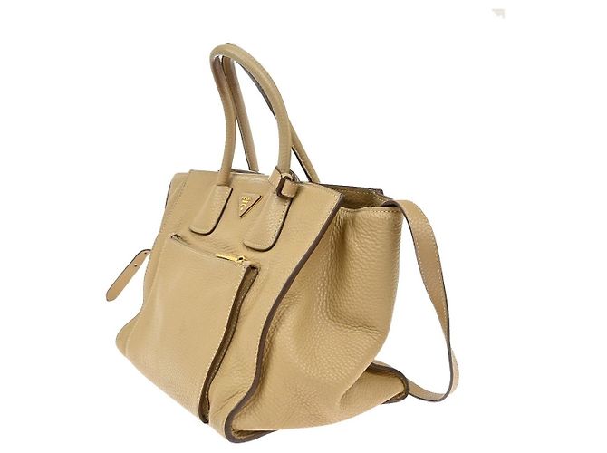Bolso tote convertible Prada con bolsillo frontal en Vitello Daino Beige - vista 3