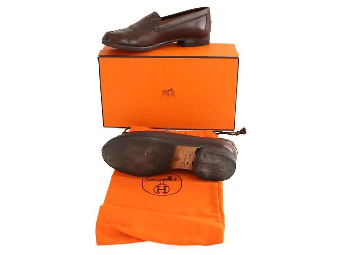 Hermès Mocassini in pelle marrone - vista 6