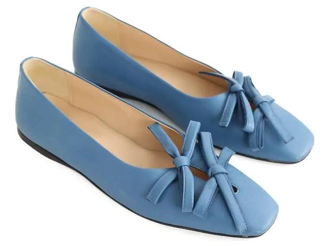 Lanvin Bailarinas azules de piel de ternera estilo pony - vista 3