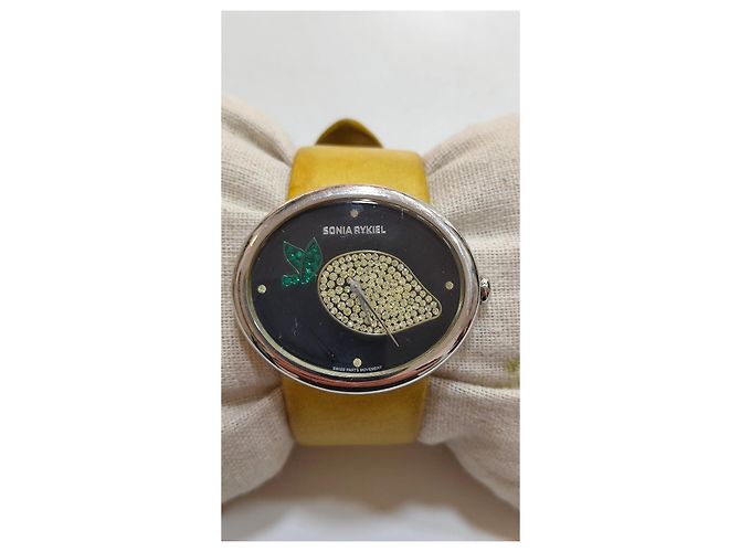 Orologio Ovale Sonia Rykiel con Quadrante Nero e Strass Verde - vista 2
