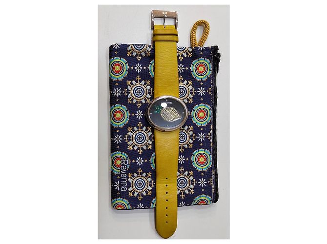 Orologio Ovale Sonia Rykiel con Quadrante Nero e Strass Verde - vista 3