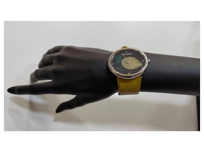 Orologio Ovale Sonia Rykiel con Quadrante Nero e Strass Verde - vista 7