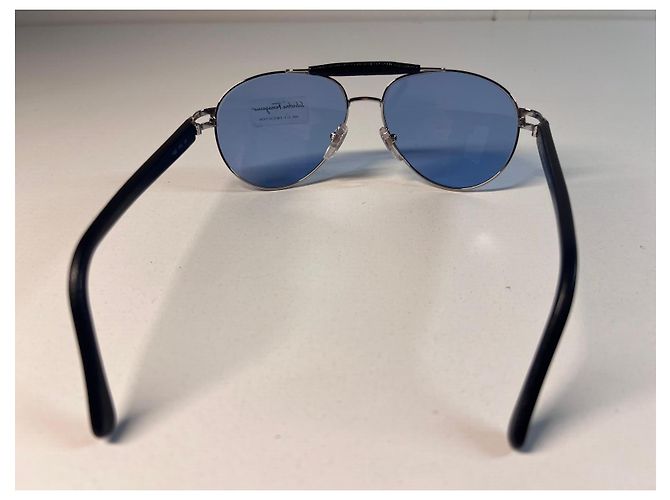 Occhiali da sole aviator Salvatore Ferragamo Nero Blu Silver hardware - vista 4