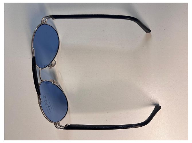 Occhiali da sole aviator Salvatore Ferragamo Nero Blu Silver hardware - vista 5