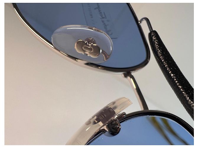 Occhiali da sole aviator Salvatore Ferragamo Nero Blu Silver hardware - vista 8