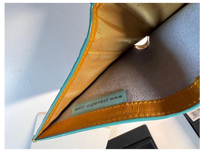 Autre Marque Cartera Piquadro de cuero amarillo - vista 7