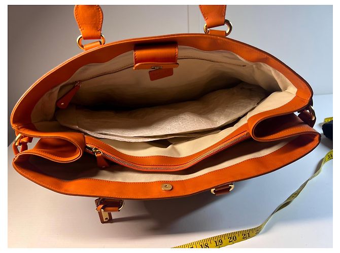 Borsa tote Escada in pelle arancione e tessuto stampato Bianco Rosso Blu - vista 11