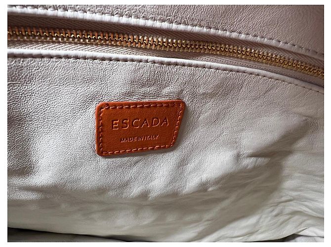 Borsa tote Escada in pelle arancione e tessuto stampato Bianco Rosso Blu - vista 13