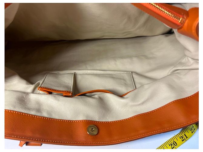Borsa tote Escada in pelle arancione e tessuto stampato Bianco Rosso Blu - vista 14