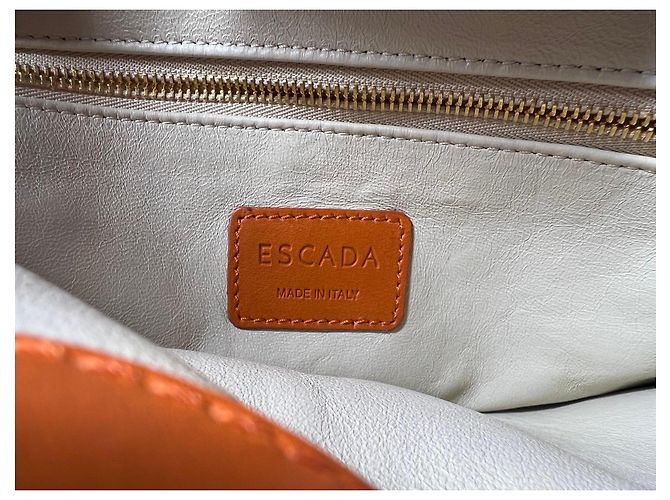 Borsa tote Escada in pelle arancione e tessuto stampato Bianco Rosso Blu - vista 16
