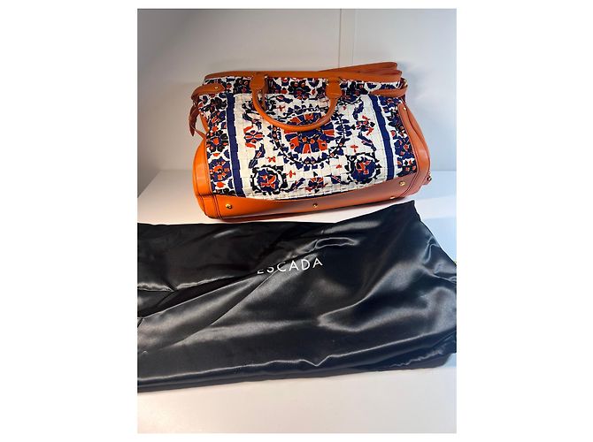 Borsa tote Escada in pelle arancione e tessuto stampato Bianco Rosso Blu - vista 17