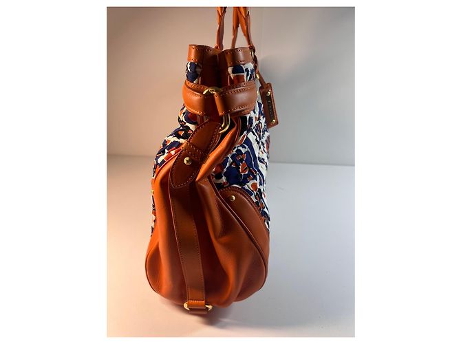 Borsa tote Escada in pelle arancione e tessuto stampato Bianco Rosso Blu - vista 5