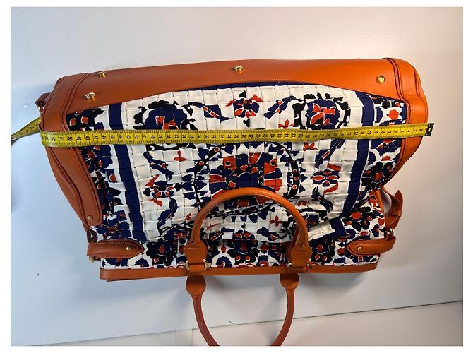 Borsa tote Escada in pelle arancione e tessuto stampato Bianco Rosso Blu - vista 8