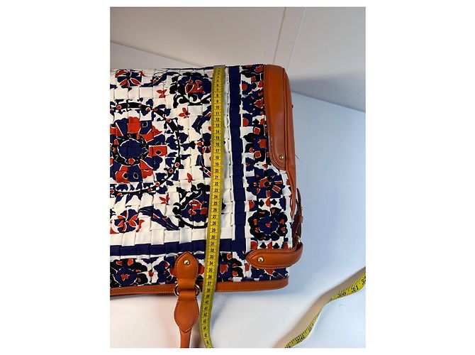 Borsa tote Escada in pelle arancione e tessuto stampato Bianco Rosso Blu - vista 9