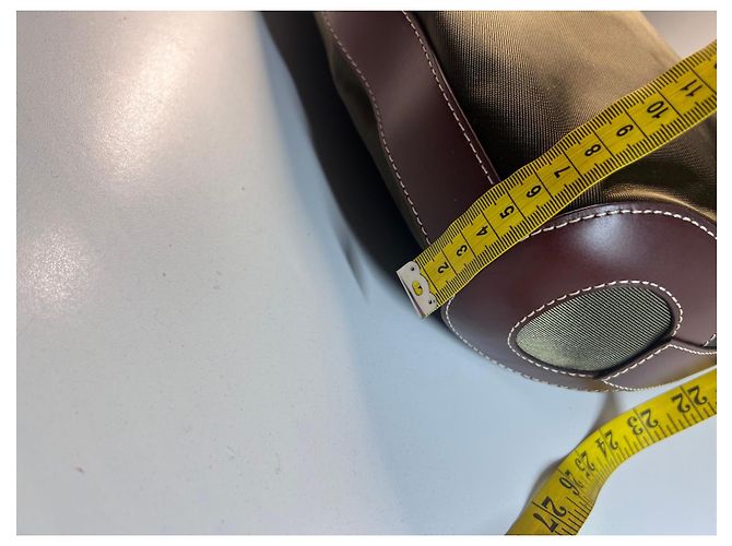 Borsa Tote Lancel in Tela Khaki e Pelle Bordeaux Marrone Verde - vista 15