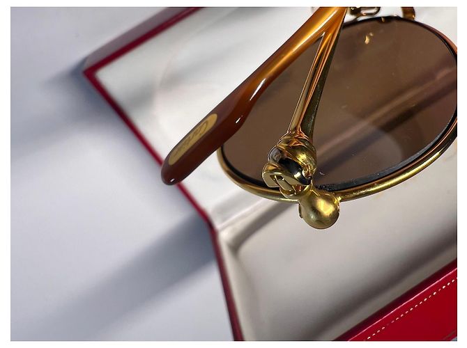 Gafas de sol Cartier de metal dorado - vista 14