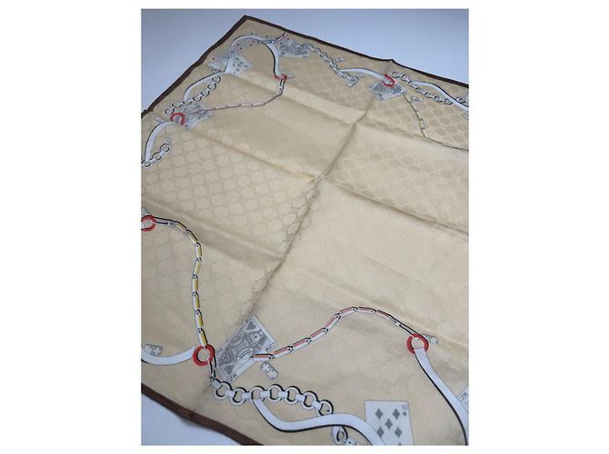Céline Sciarpa monogramma vintage Celine oro bianco D'oro - vista 3