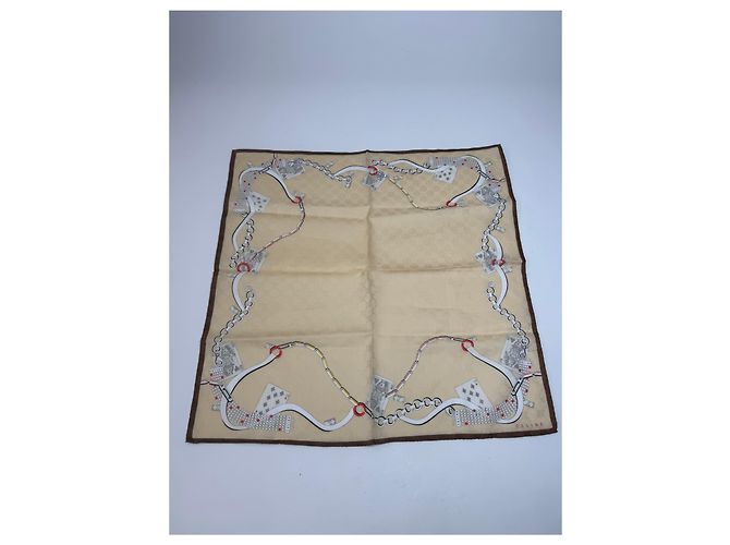 Céline Sciarpa monogramma vintage Celine oro bianco D'oro - vista 5