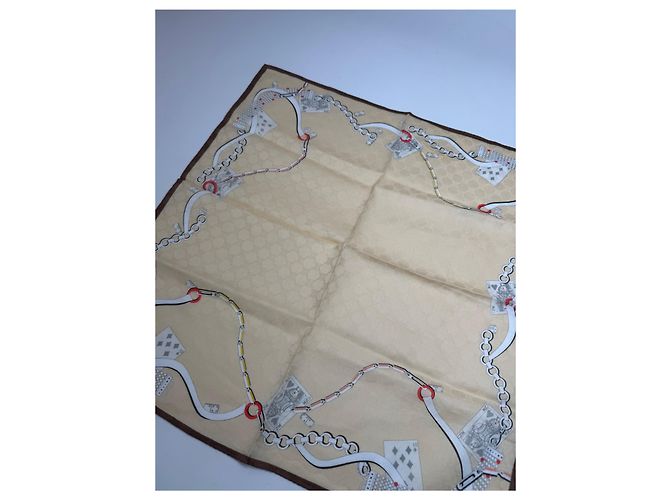 Céline Sciarpa monogramma vintage Celine oro bianco D'oro - vista 9