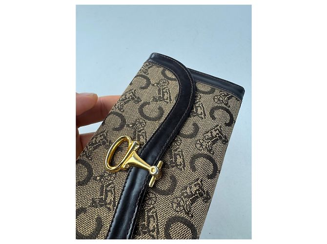 Céline Vintage Celine Paris Macadam Monogram Wallet Brown Camel - view 3