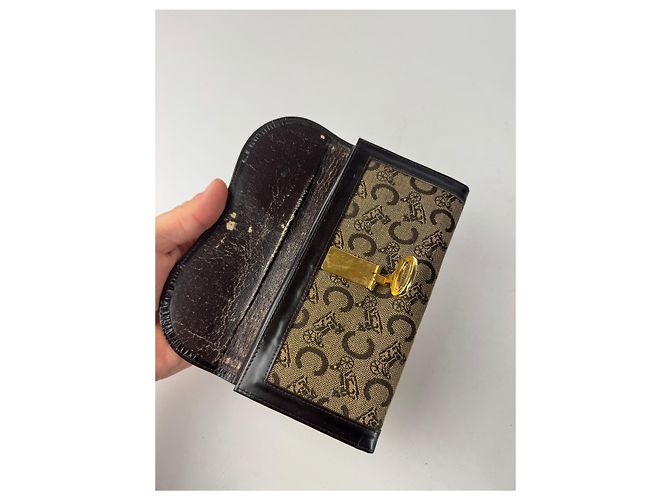 Céline Vintage Celine Paris Macadam Monogram Wallet Brown Camel - view 4