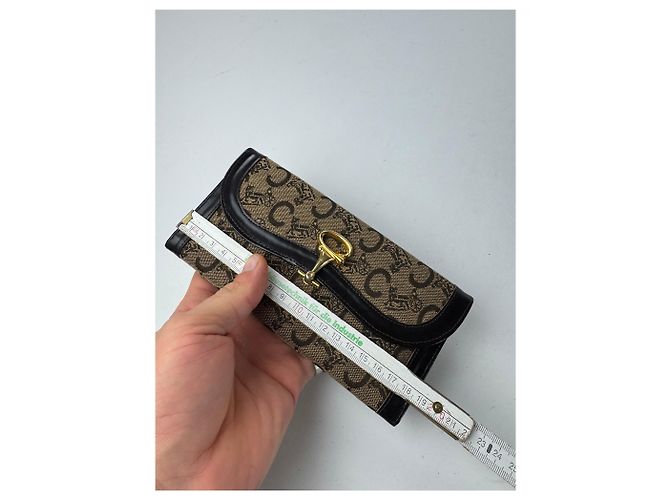 Céline Vintage Celine Paris Macadam Monogram Wallet Brown Camel - view 8