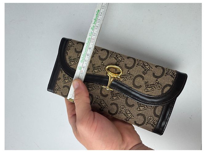 Céline Vintage Celine Paris Macadam Monogram Wallet Brown Camel - view 9