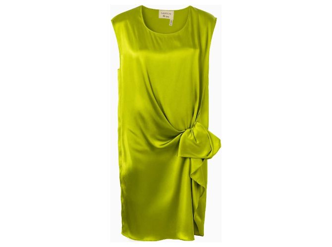Lanvin Kleid Drapiert Chartreuse Grün Satin - Ansicht 2
