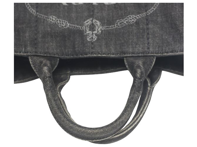 Prada 2-Wege Denim Canapa Tote Bag Schwarz - Ansicht 10