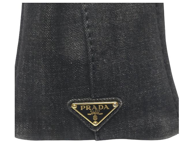 Prada 2-Wege Denim Canapa Tote Bag Schwarz - Ansicht 11