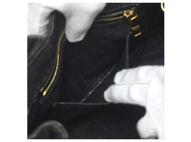 Prada 2-Wege Denim Canapa Tote Bag Schwarz - Ansicht 16