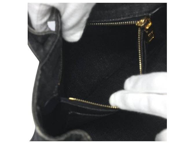 Prada 2-Wege Denim Canapa Tote Bag Schwarz - Ansicht 17
