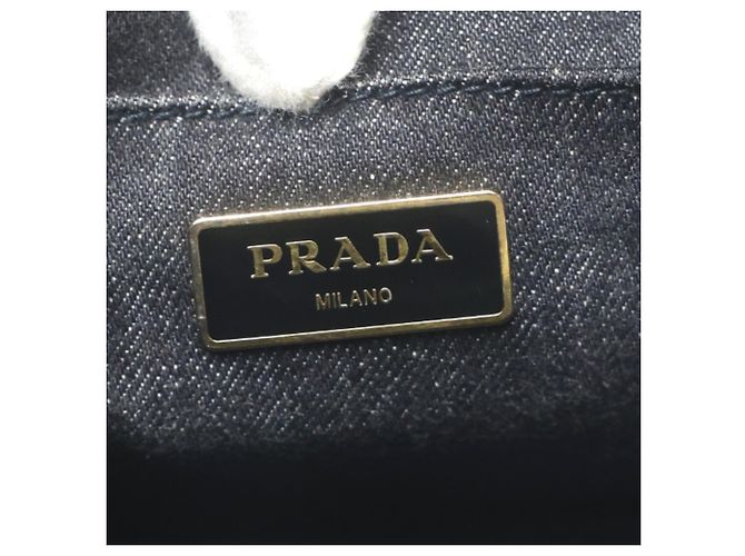 Prada 2-Wege Denim Canapa Tote Bag Schwarz - Ansicht 18