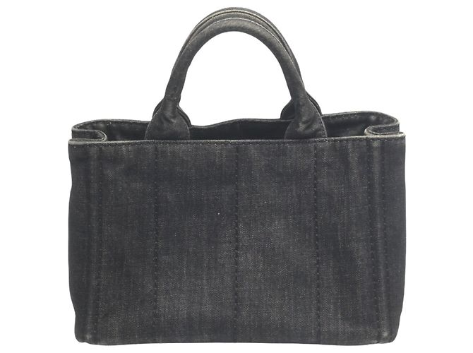 Prada 2-Wege Denim Canapa Tote Bag Schwarz - Ansicht 2