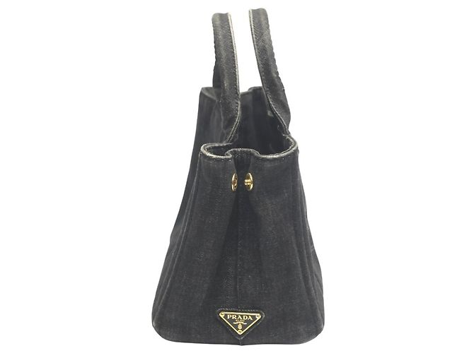 Prada 2-Wege Denim Canapa Tote Bag Schwarz - Ansicht 3