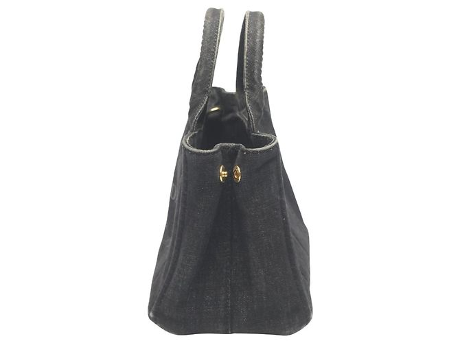 Prada 2-Wege Denim Canapa Tote Bag Schwarz - Ansicht 4