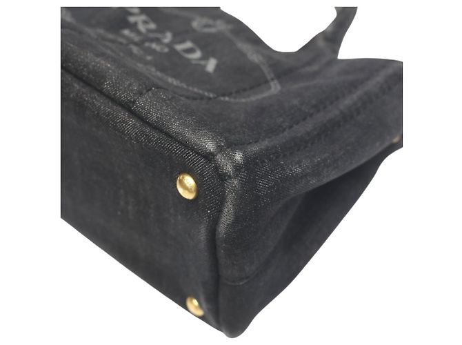 Prada 2-Wege Denim Canapa Tote Bag Schwarz - Ansicht 7