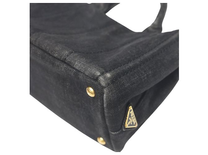 Prada 2-Wege Denim Canapa Tote Bag Schwarz - Ansicht 9