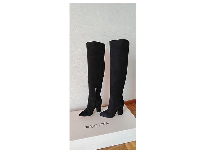 BOTAS ALTAS DE ANTE SERGIO ROSSI. Negro - vista 8