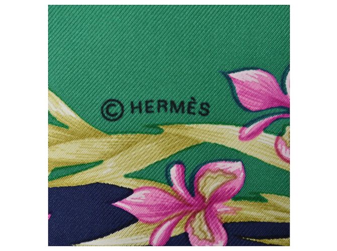 Bufanda Hermès Carré 90 Verde Azul marino - vista 12