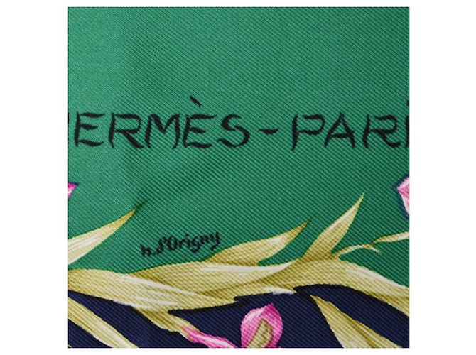 Bufanda Hermès Carré 90 Verde Azul marino - vista 5