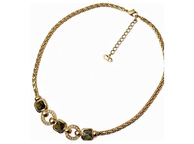 Collana placcata in oro Christian Dior con strass D'oro - vista 3