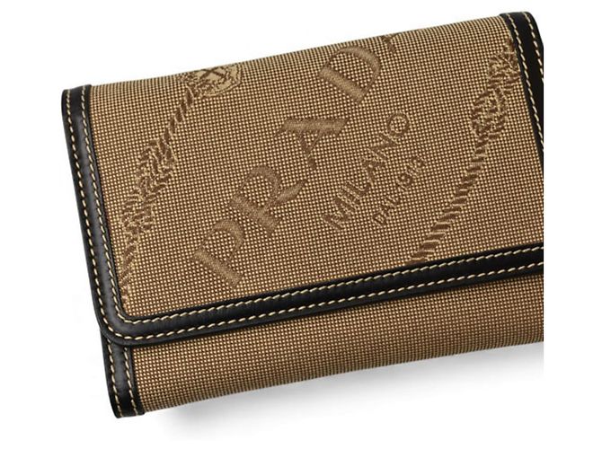 Jacquard Portafoglio pieghevole Prada in beige e nero - vista 3