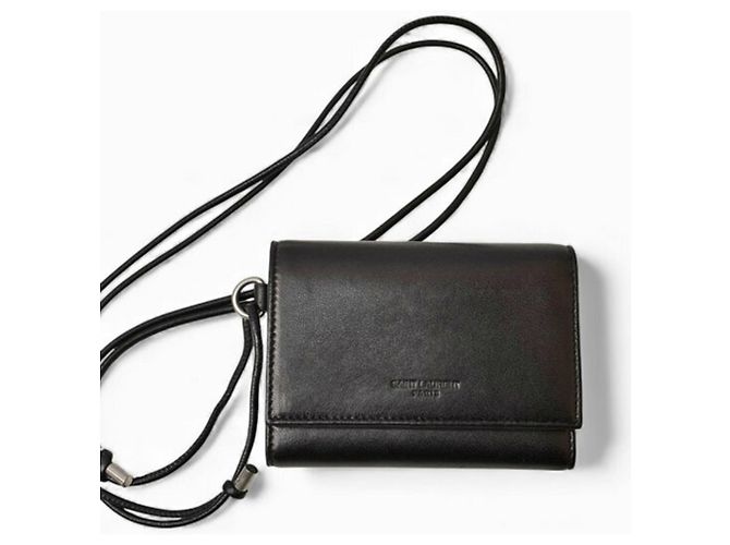Portafoglio Trifold Saint Laurent in pelle nera Nero - vista 4