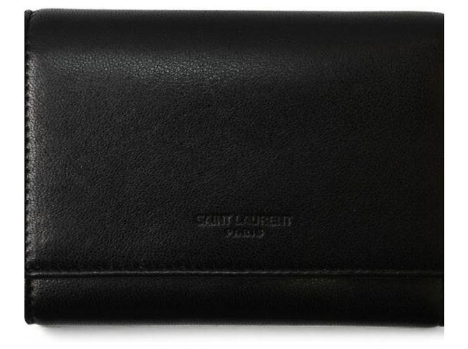 Portafoglio Trifold Saint Laurent in pelle nera Nero - vista 5