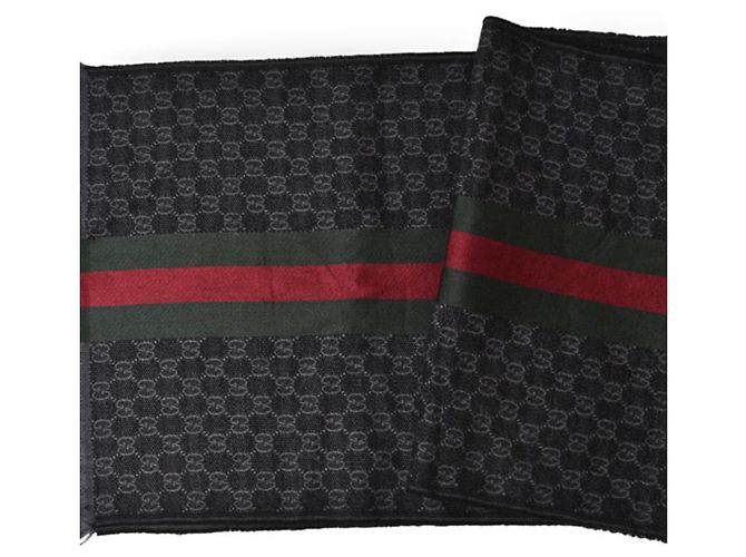 Stola in lana e seta Gucci Marrone Nero - vista 3